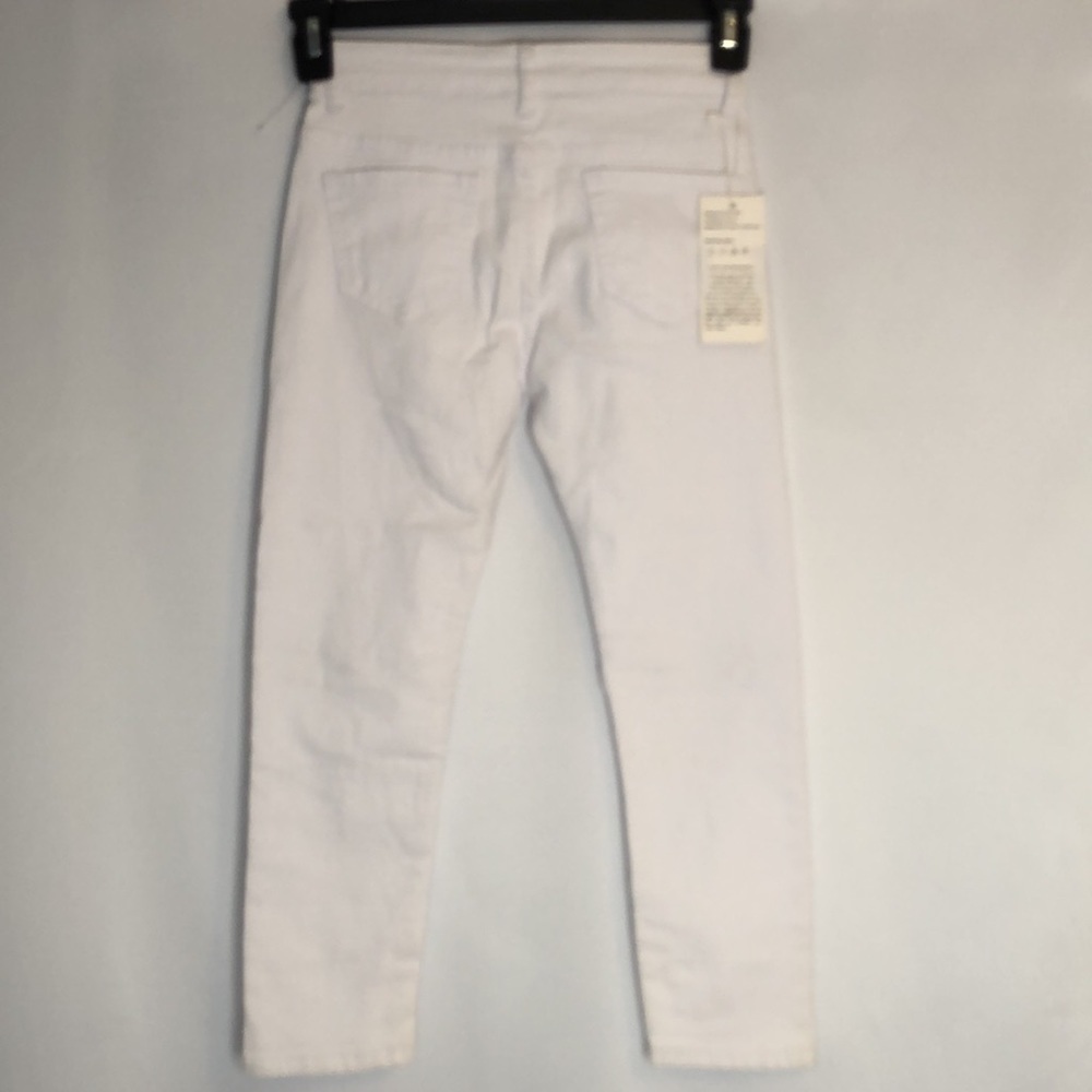 Fredd Marshall Women’s White Cotton Blend 5 Pocket Distressed Zipper Jean Size 7 - Picture 5 of 10